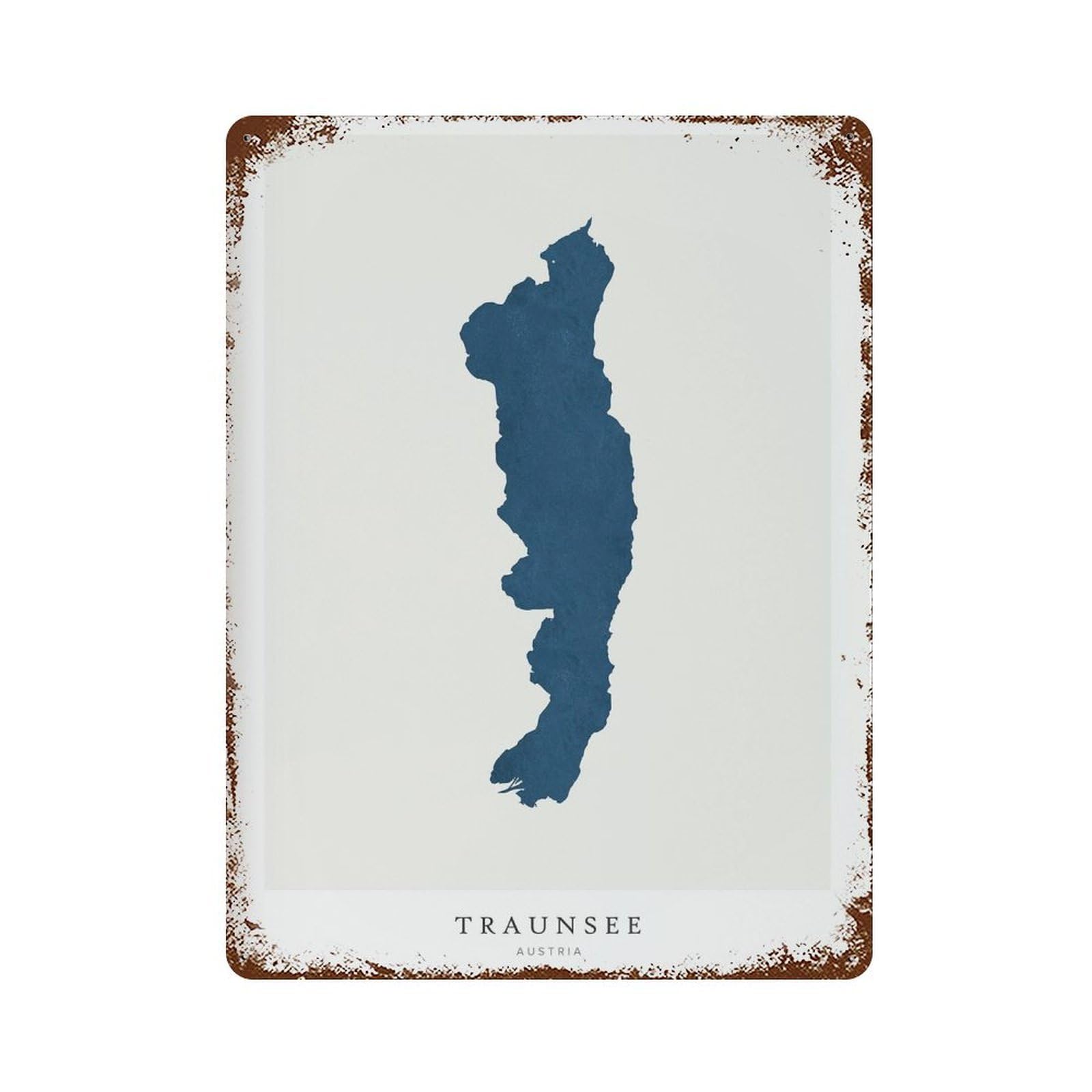 xiaoxiaoshen Traunsee Lake Map House Gift Austria Wall Decor Art Metal Tin Poster Modern Home Decor Art Home Bar Shop Decorations Vintage Sign 40x30cm