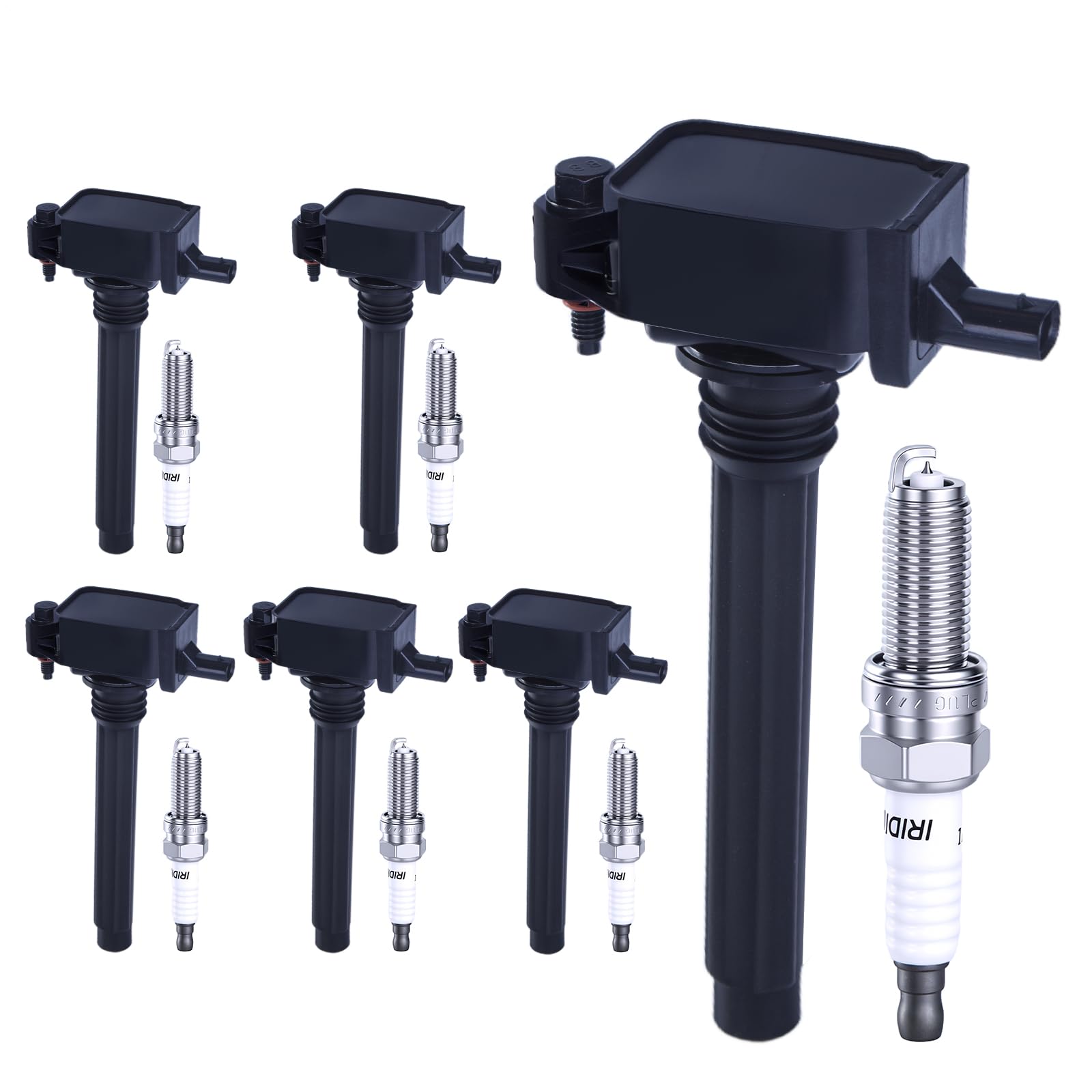 UF648 Ignition Coil & 97390 Double Iridium Spark Plug Kit Compatible with Chrysler 200 300 Town & Country, Dodge Avenger Challenger Charger Durango Grand Caravan Journey, Jeep