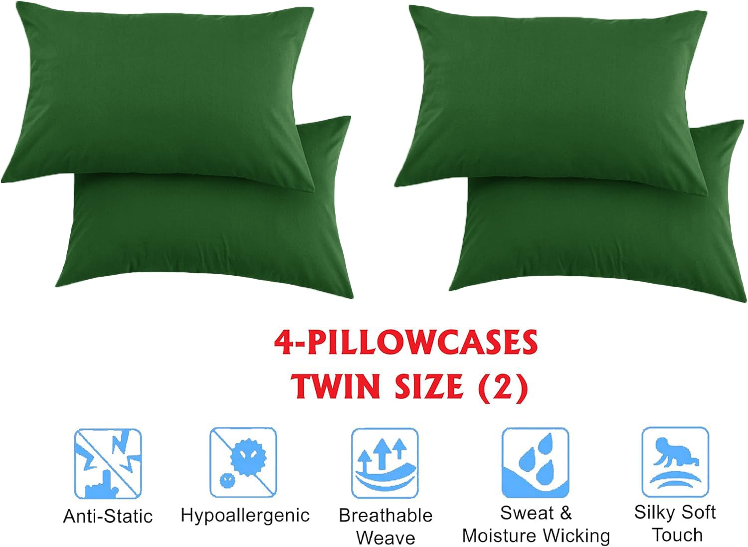Elegant Comfort Luksusowe miękkie prześcieradło, 1500 wysokiej jakości hotelowa, mikrofibra, miękka, odporna na zagniecenia i blaknięcie (6-częściowy), zestaw pościeli, King, Hunter Green