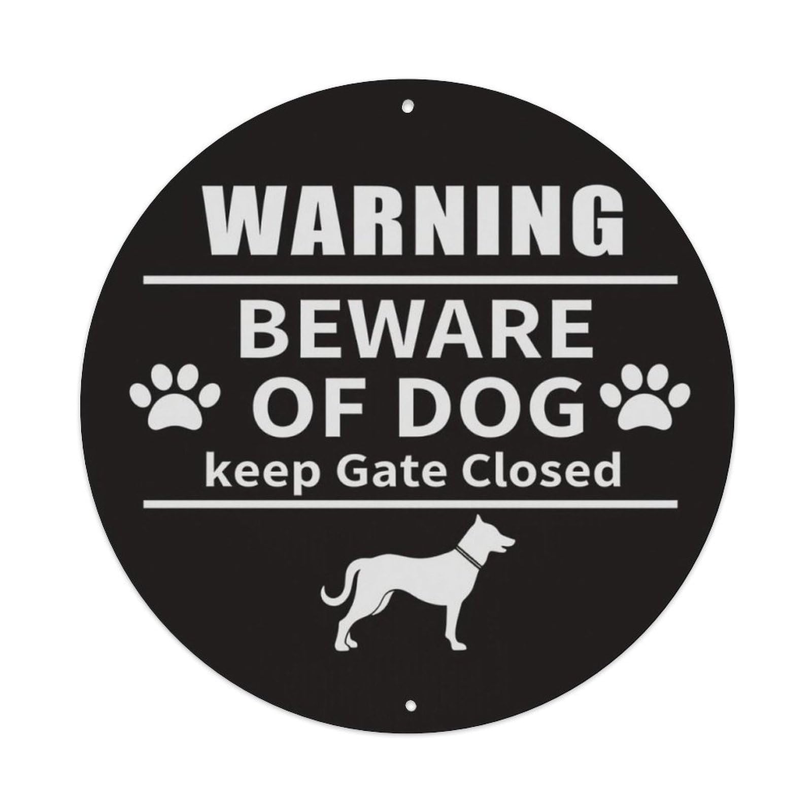 Beware Of Dog Yard Warning Round Decor Sign Vintage Aluminium Metal Sign, Retro Wall Decor for Home, Bar, Garage & Farmhouse 20x20cm