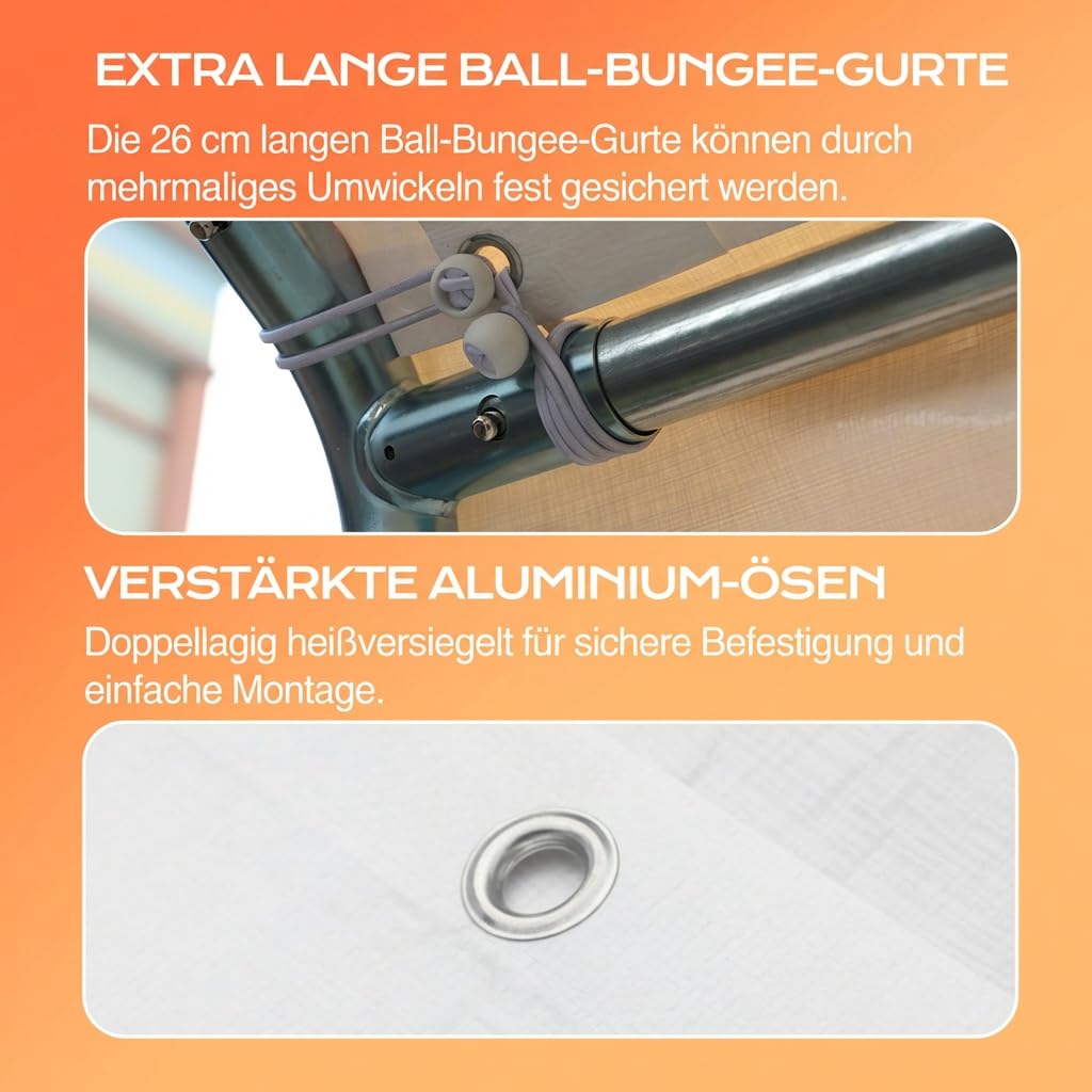 COWVIE 3 x 6 m Carport-Überdachung Ersatzplane, mit 46 Langen Kugelspanngummis, wasserdichte Garage-/Zelt-Überdachungsplane, nur die obere Abdeckung
