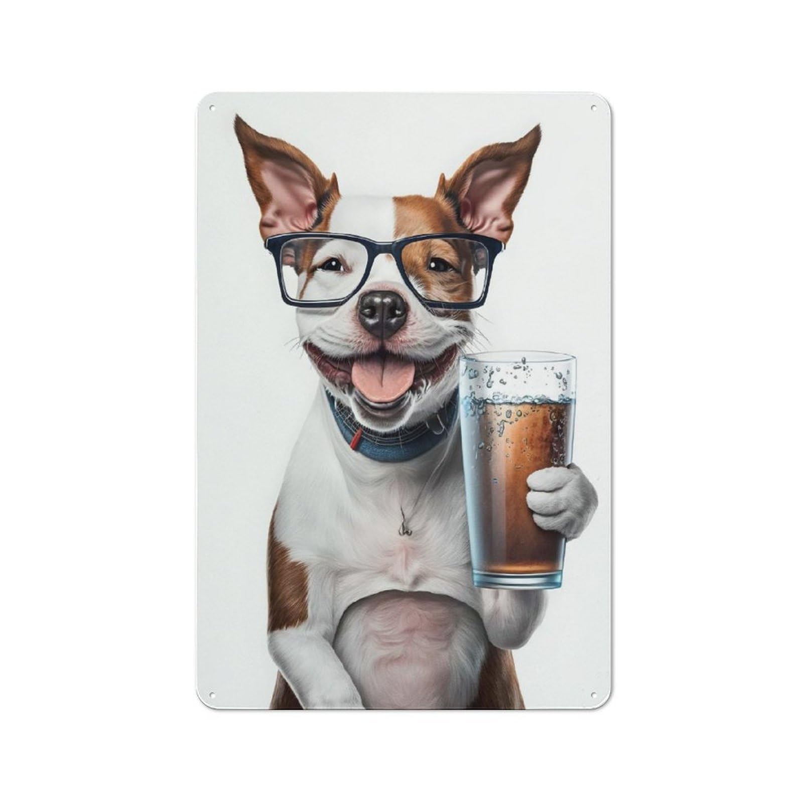 Junmoney Dog And A Glass Of Beer Urban Decorative Metal Plaque 30X20cm Featuring Loft Wall Plaque For Loft, Studio, Office Or Creative Room