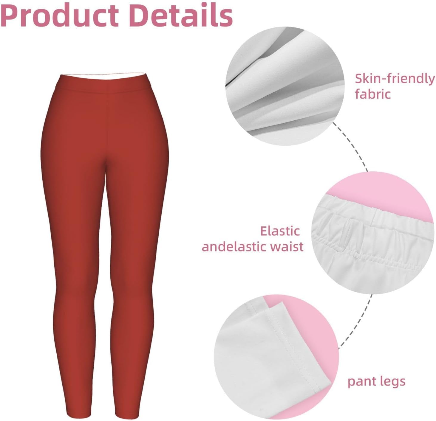 Roscoe red Stretch Leggings,Opaque Printed Elasticity Pants for Workout | Tummy control,Comfortable and breathable,Not tie your legs tightly