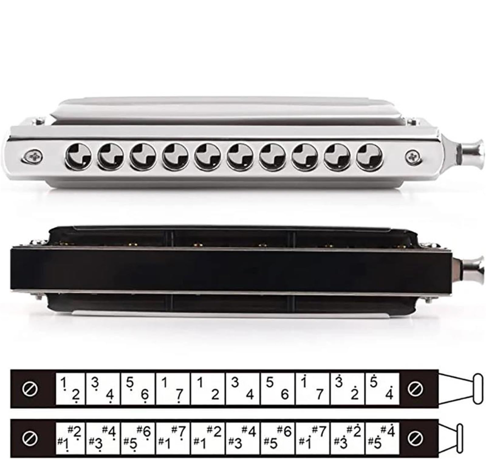 Harmonijka Harmonijka Chromatyczna Tonacja Instrumentu Muzycznego C | Harmonijka chromatyczna tonacja instrumentu muzycznego C dla początkujących