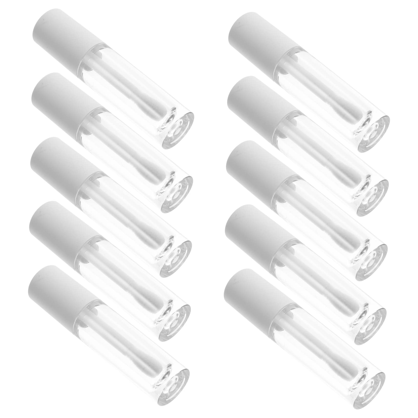 Mikinona 10pezzi Trasparente Per Lucidalabbra Tubetto Rotondo Bianco Per Balsamo e Per Labbra Mini Resistenti in Abs Per Cosmetici Liquidi