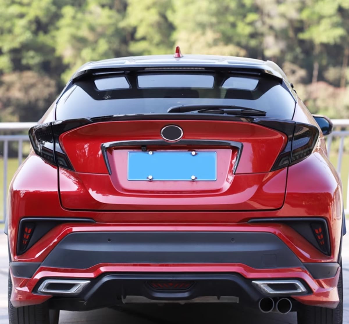 Car Accessories Tail Gate Grille Decoration Protector Guard Plate Fit For Toyota C-HR CHR 2018-2023 Rear Exterior Trunk Streamer Cover Trim Carbon Fiber ABS 1 PC