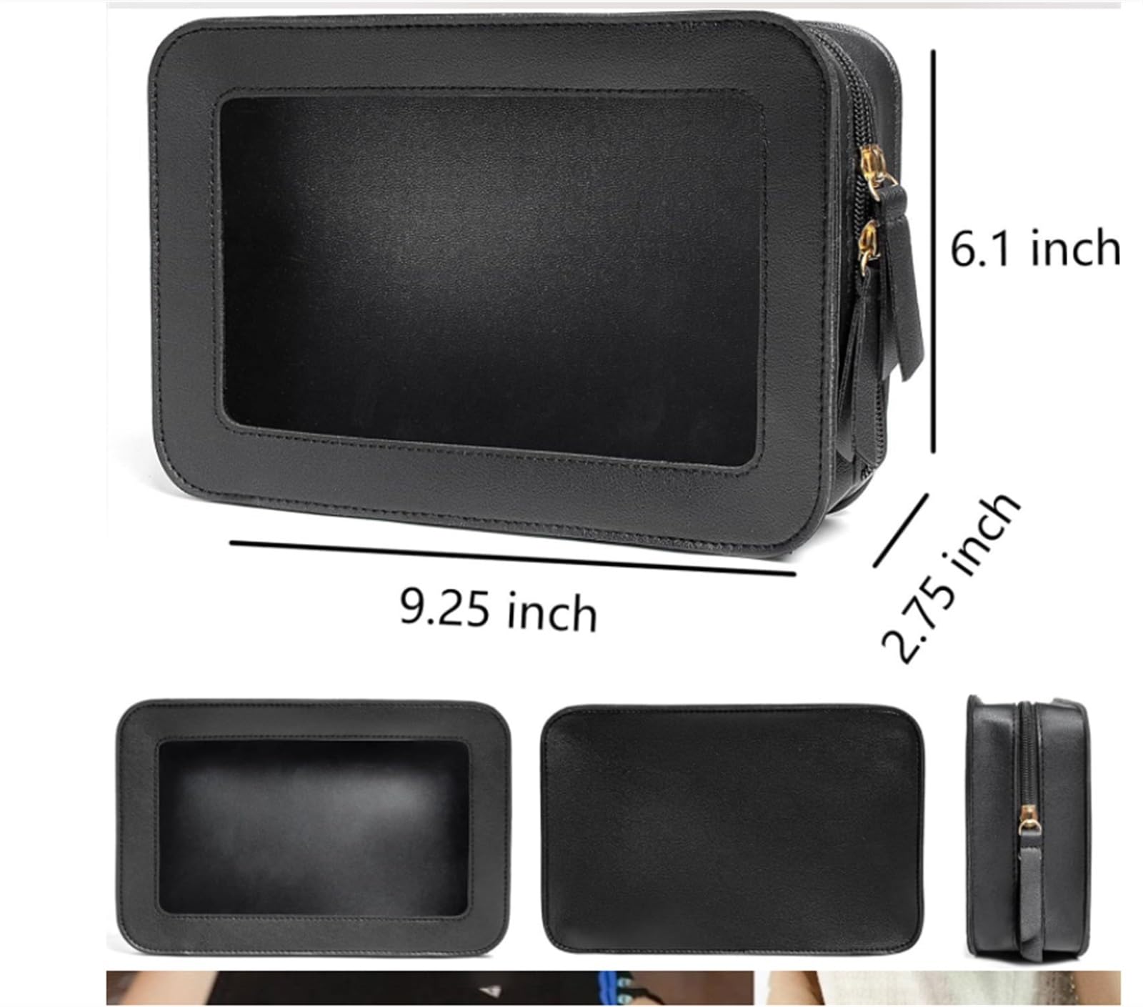 Kosmetiktasche Damen Transparente Kosmetiktasche, Kosmetiktasche Mit Reißverschluss, Transparente Kosmetik-Aufbewahrungstasche Kulturbeutel(Black)