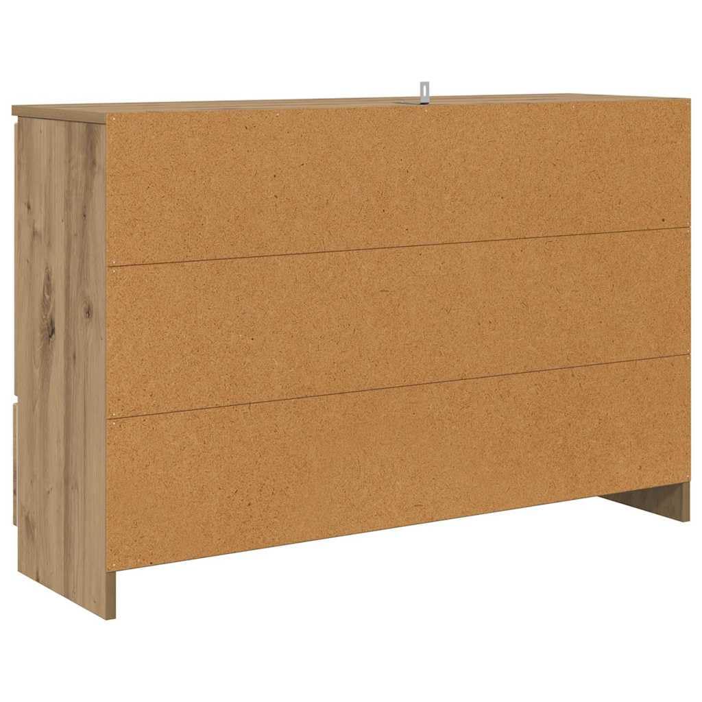 Sideboard 100 cm Breit in Artisan-Eiche Holzwerkstoff Modernes Wohnzimmerschrank mit 2 Türen & Schublade Robustes Lowboard für Living Room Esszimmer Flur