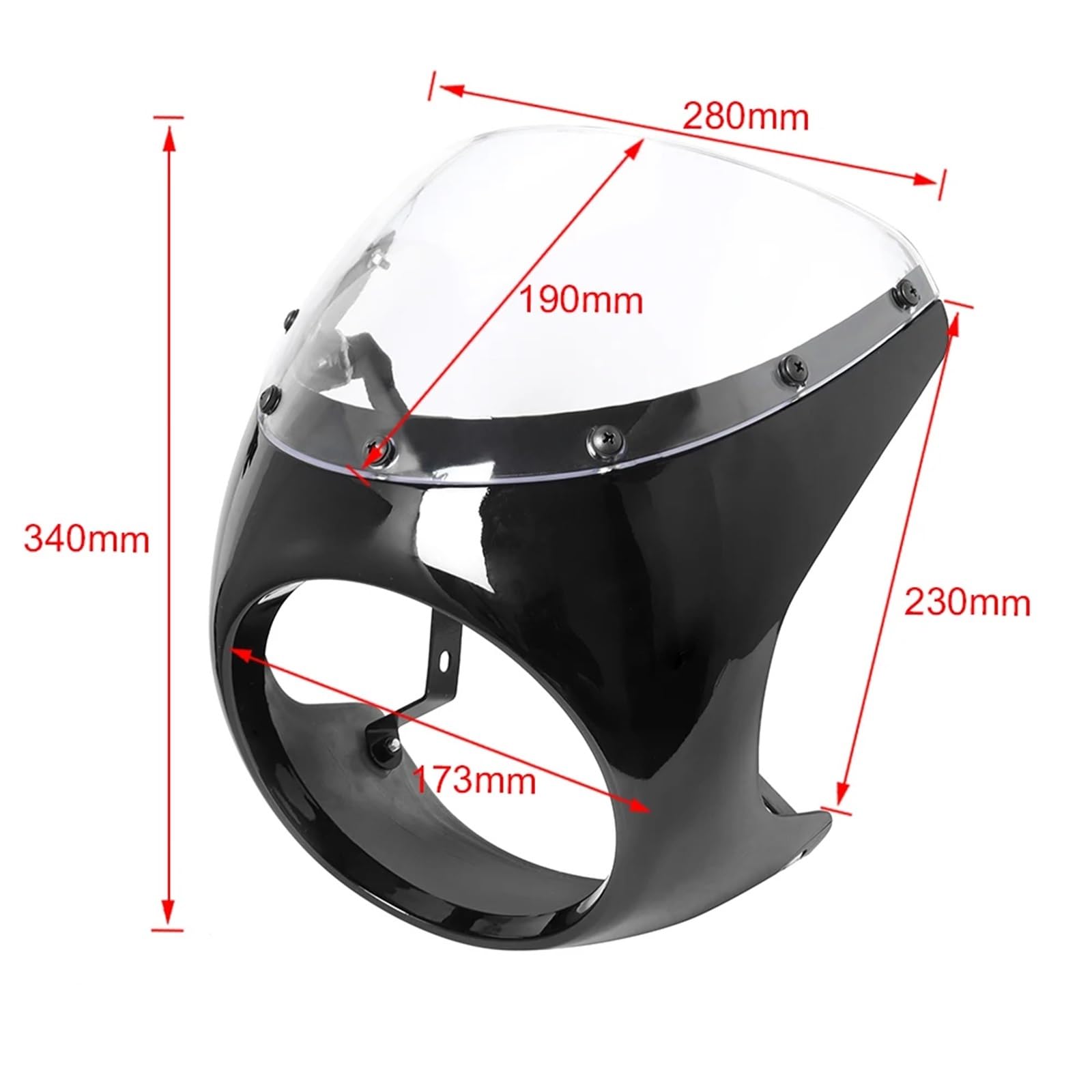 Pasuje do motocykla Sportster, pasuje do motocykla, uniwersalny pasuje do Cafe Racer, 7-calowe zestawy owiewek na kierownicę i reflektory Osłona Reflektora Motocyklowego Osłona Lampy(5)