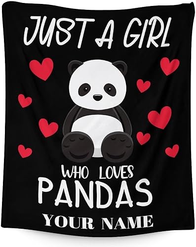 Miniatura 7 de Manta de panda personalizada con nombre, 30 x 40 pulgadas, bonita manta para niños, mantas de felpa suave colorida para sofá, oficina