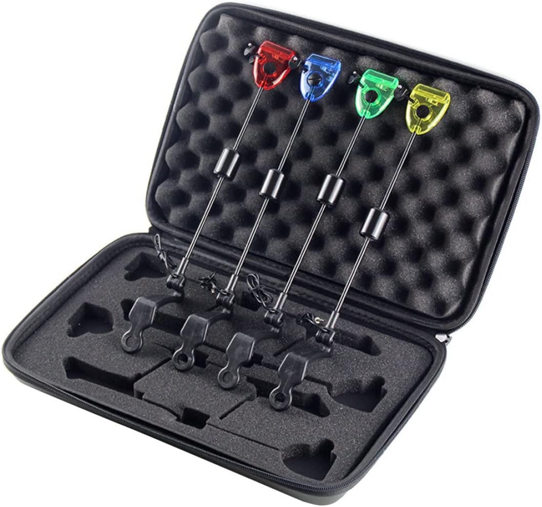 Bite Alarms Carp Fishing, 4PCS 12.99 Inch LED Fishing Bite Alarm with a Carry Box, Fishing Swingers Bite Indicators Fishing Tackle for Fishing Accessories,Fishing Gear