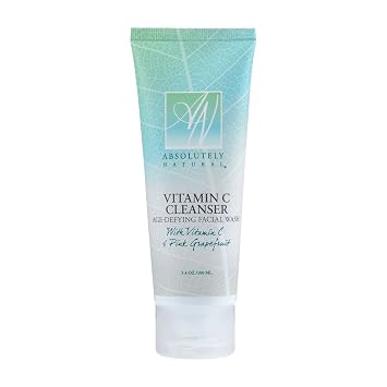 Absolutely Natural Vitamin C Cleanser - Anti Aging Face Wash for Clear Skin. Made with Aloe Vera, Coconut, Grapefruit - Exfoliating Facial Cleanser
