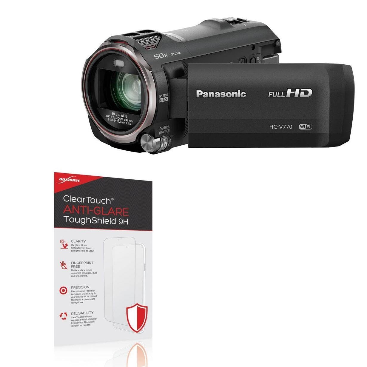 BoxWave Screen Protector Compatible With Panasonic HC-V770 - ClearTouch Anti-Glare ToughShield 9H (2-Pack), Anti-Glare 9H Tough Flexible Film Screen Protector