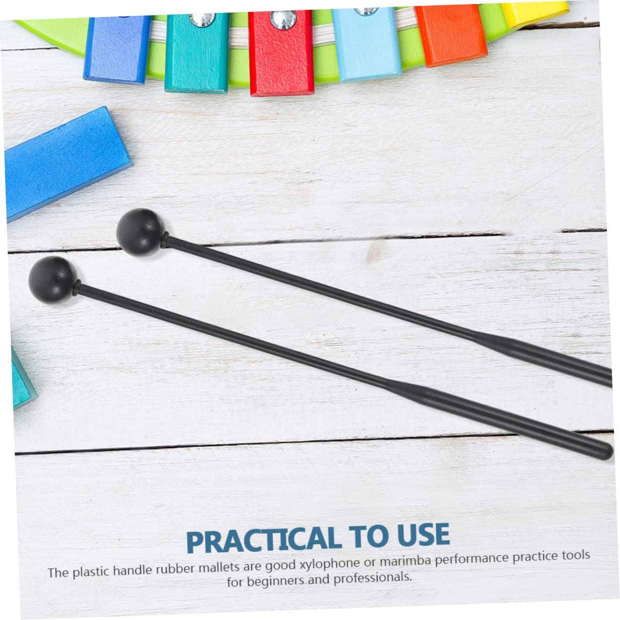 Beaupretty 8 Pares de Goma para Xilófono y Marimba con Mango Plástico Ergonómico Mallets de Percusión para Principiantes y Instrumento Musical Seguro y Fácil de Usar