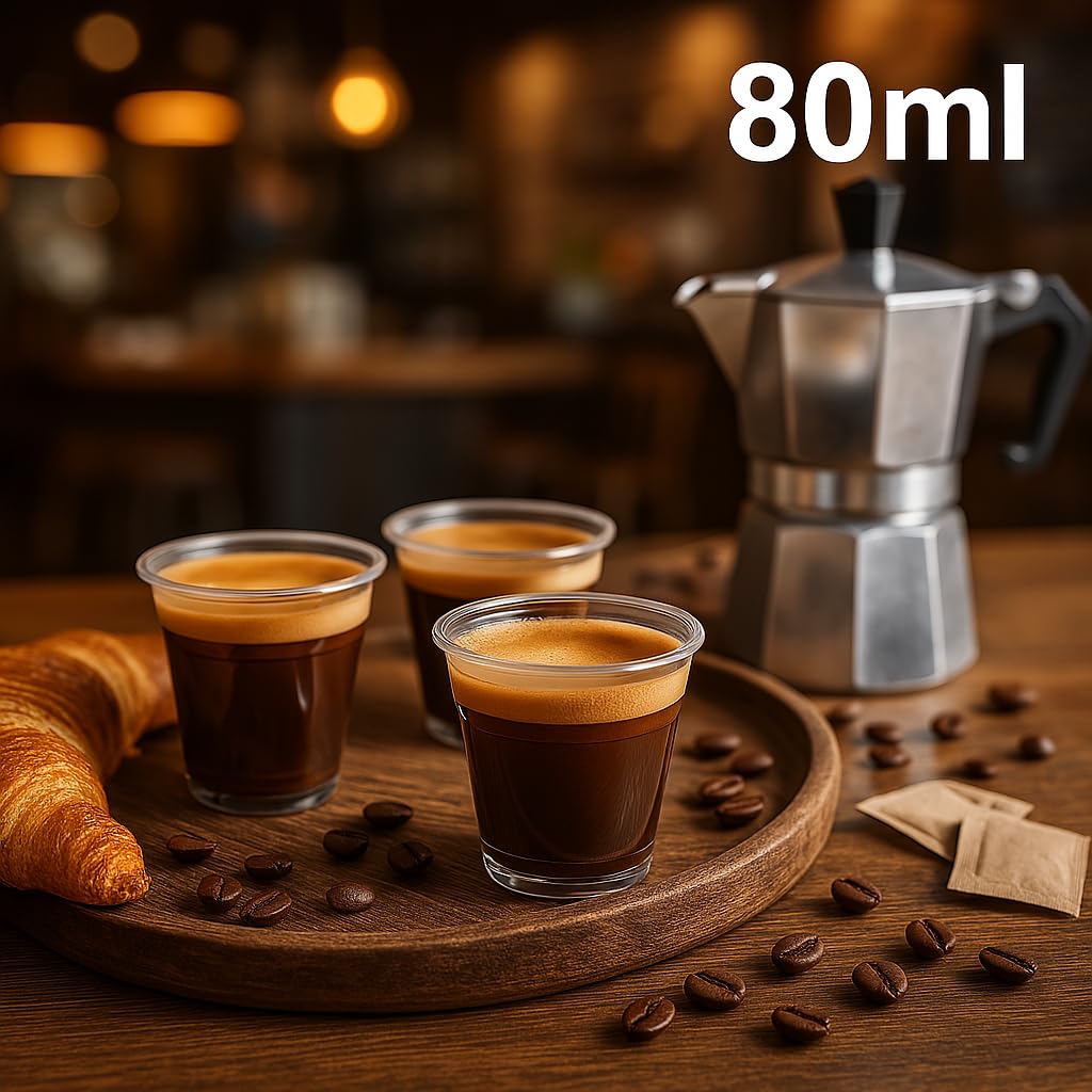 1000 Bicchieri Di Plastica Per Caffè 80 Ml - Trasparenti, Monouso, Per Ufficio E Feste - Foto 10