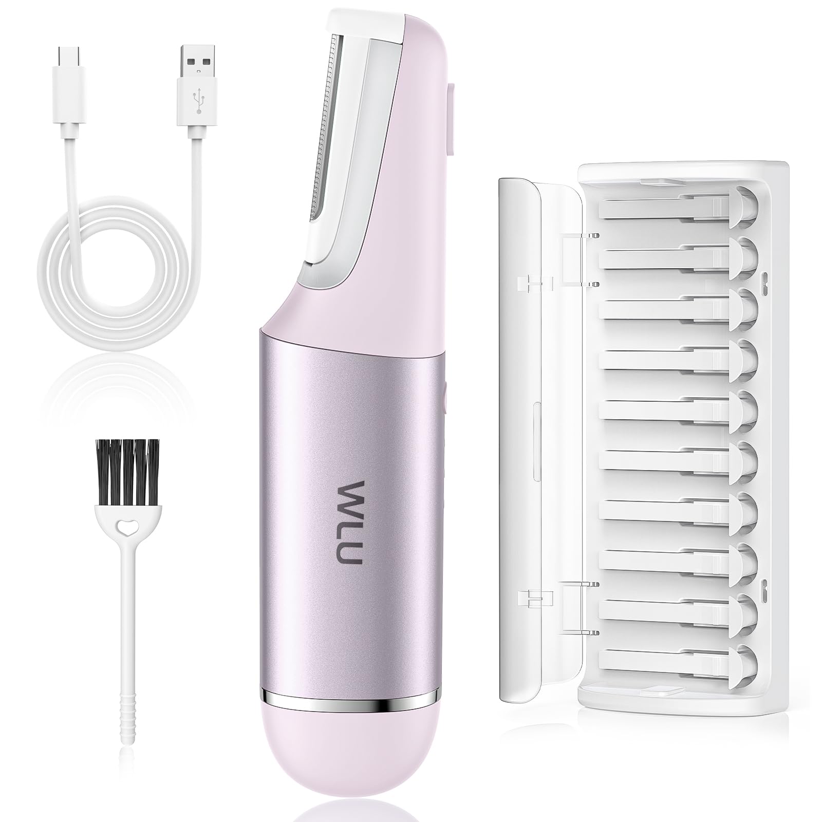 WLU Dermaplane Razor for Women Face with 10 Replaceable Blades Dermaplaning Tool for Face to Remove Facial Hair