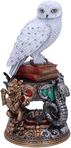 Nemesis Now Harry Potter Hedwig Figurine, Collectible Resin Owl Statue with Howarts House Emblems and Books, and Home Decor for Harry Potter Fans