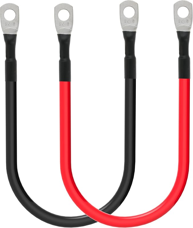 Cabo de bateria 6 AWG Gopayia com terminais 5/16" para carro, moto, barco, RV e sistema solar – 1 par