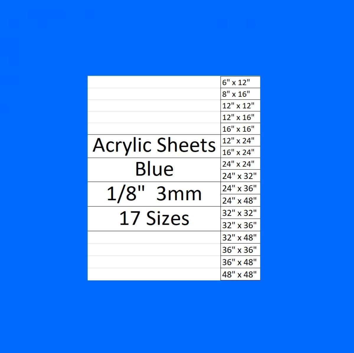 DistinctAndUnique Blue Cast Acrylic Plexiglass Sheets 1/8” Thick (3mm) Easy to Cut Plastic Plexi Glass with Protective Paper for Signs, DIY Display Projects, Crafts, Shelves (8