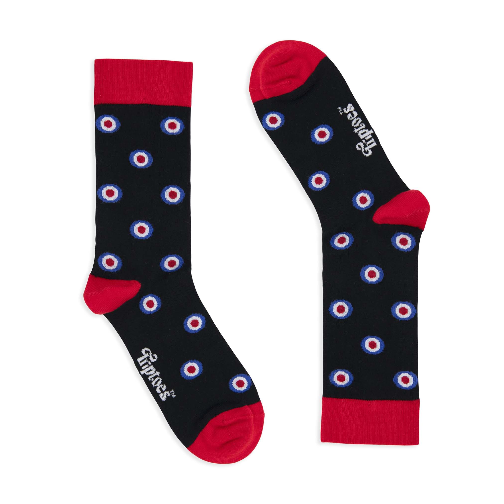 Triptoes Men's Mod Target Navy (Uk Size 7-11) Funky Socks - Uk Novelty Colourful Bamboo British Socks, 7-11