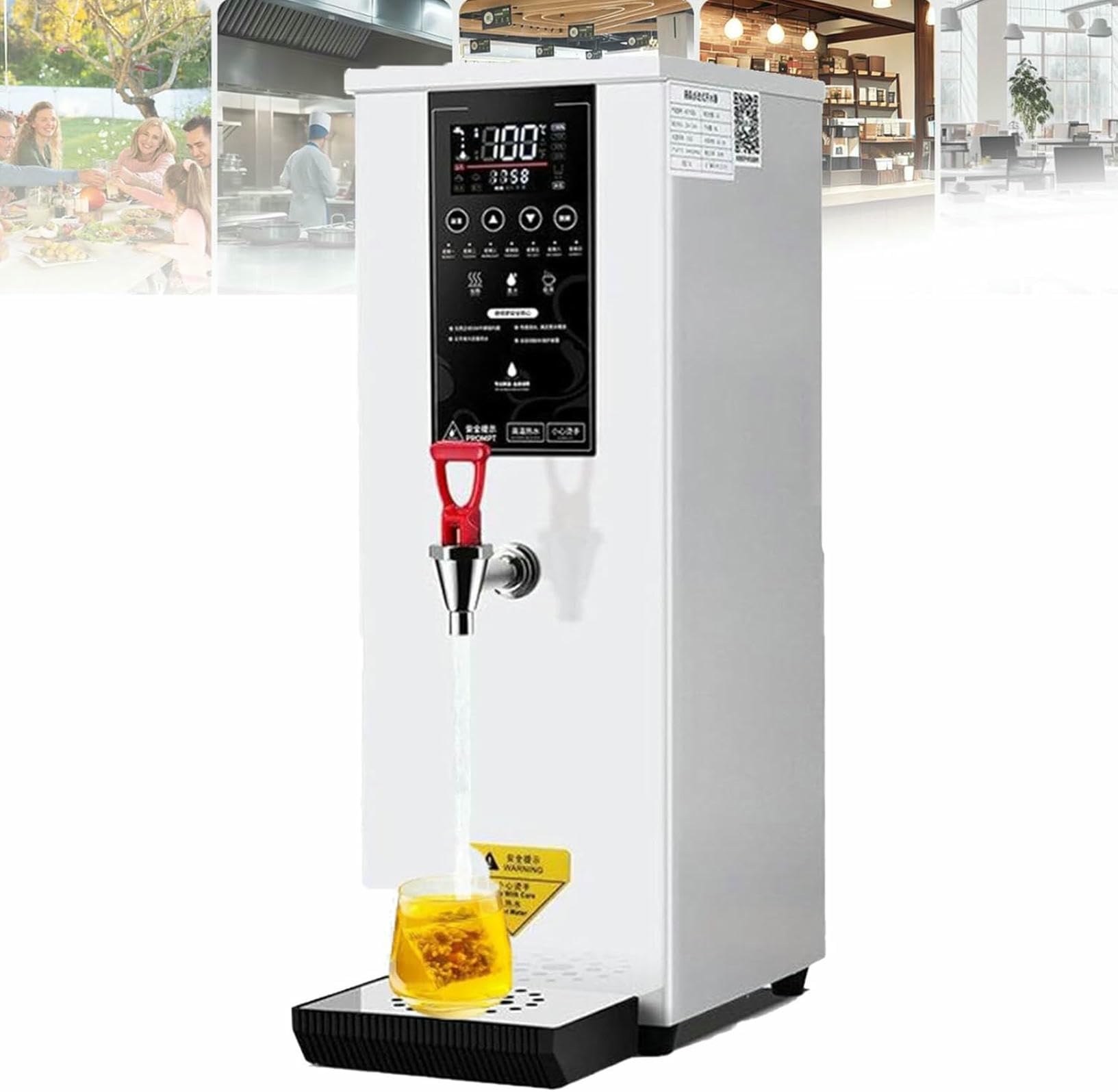 Chauffe-eau professionnel numérique avec robinet anti-gouttes en inox