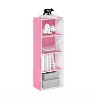 Furinno Luder Libreria a 4 ripiani aperti, rosaianco