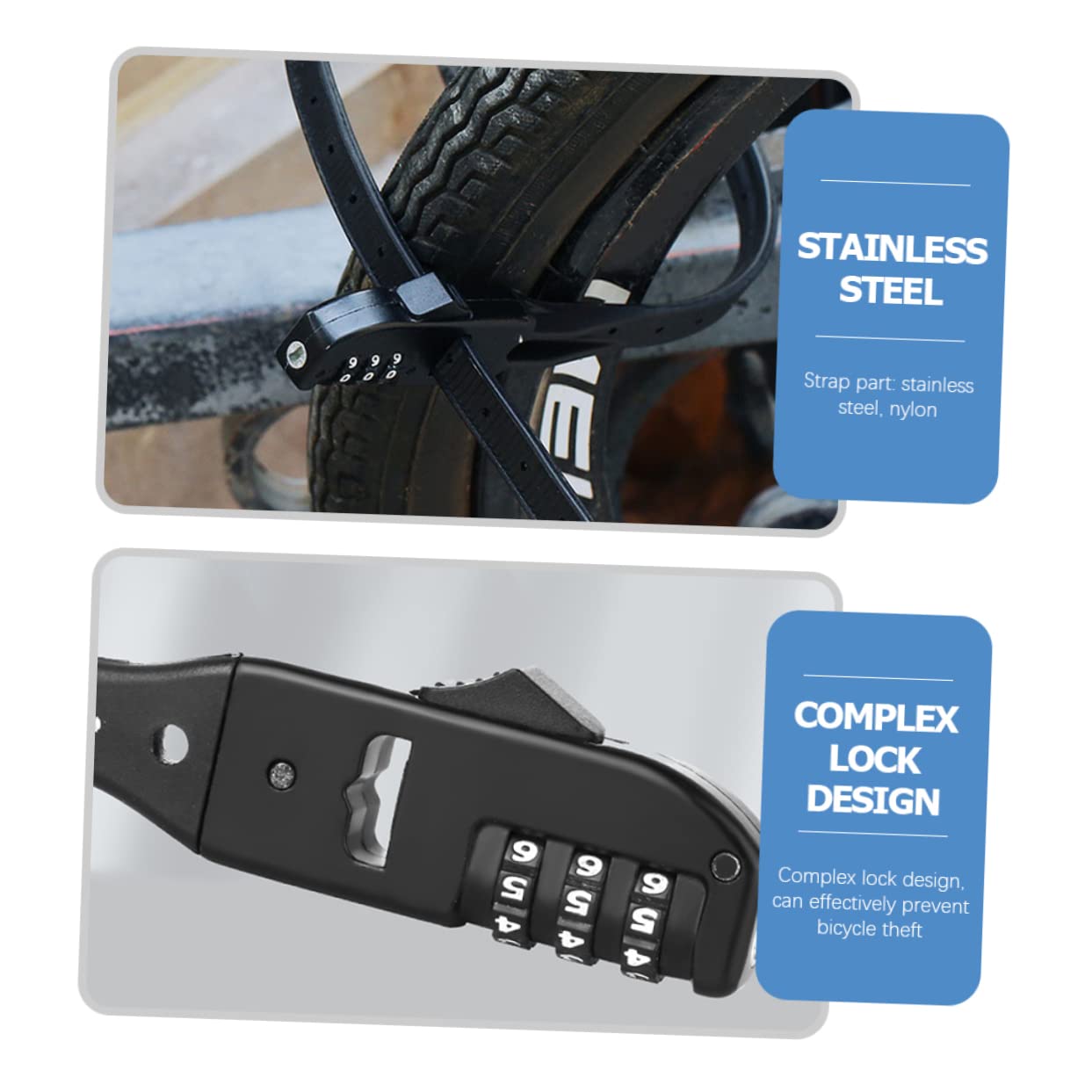 TOYANDONA 3 Pièces Serrure de Vélo Portable Câble Robuste Verrou pour Vélos de Montagne Scooters Protection Vol Utilisation Extérieure