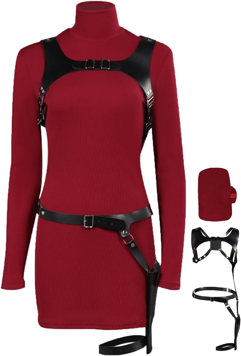 Wolyzz RE4 Remake Cosplay Ada Dress Outfit Womens Game Costume Red