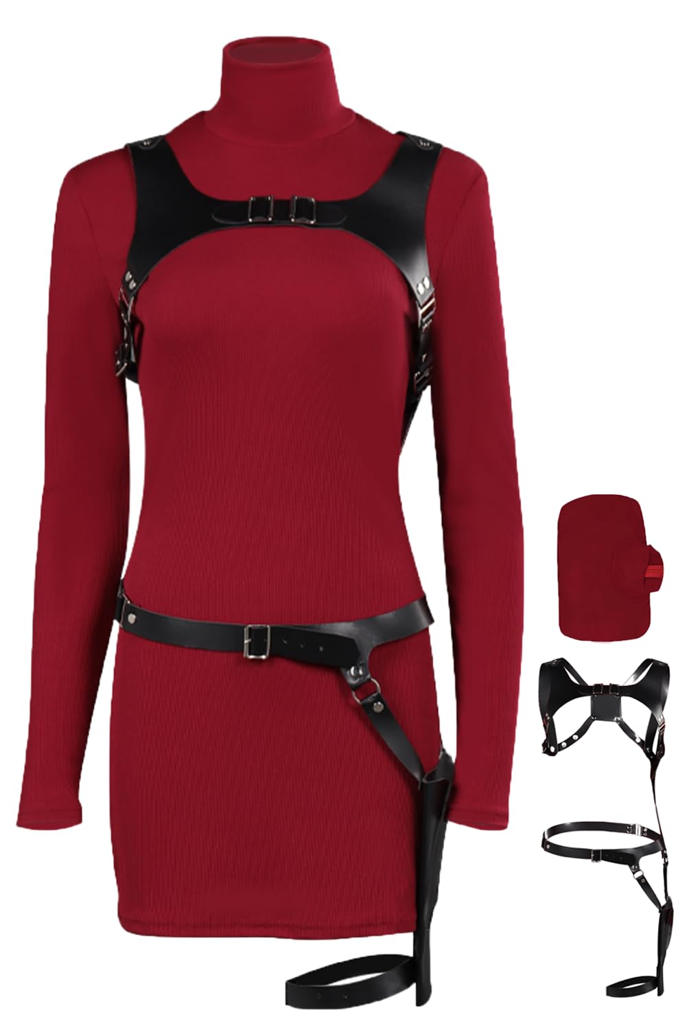 Wolyzz RE4 Remake Cosplay Ada Dress Outfit Womens Game Costume Red