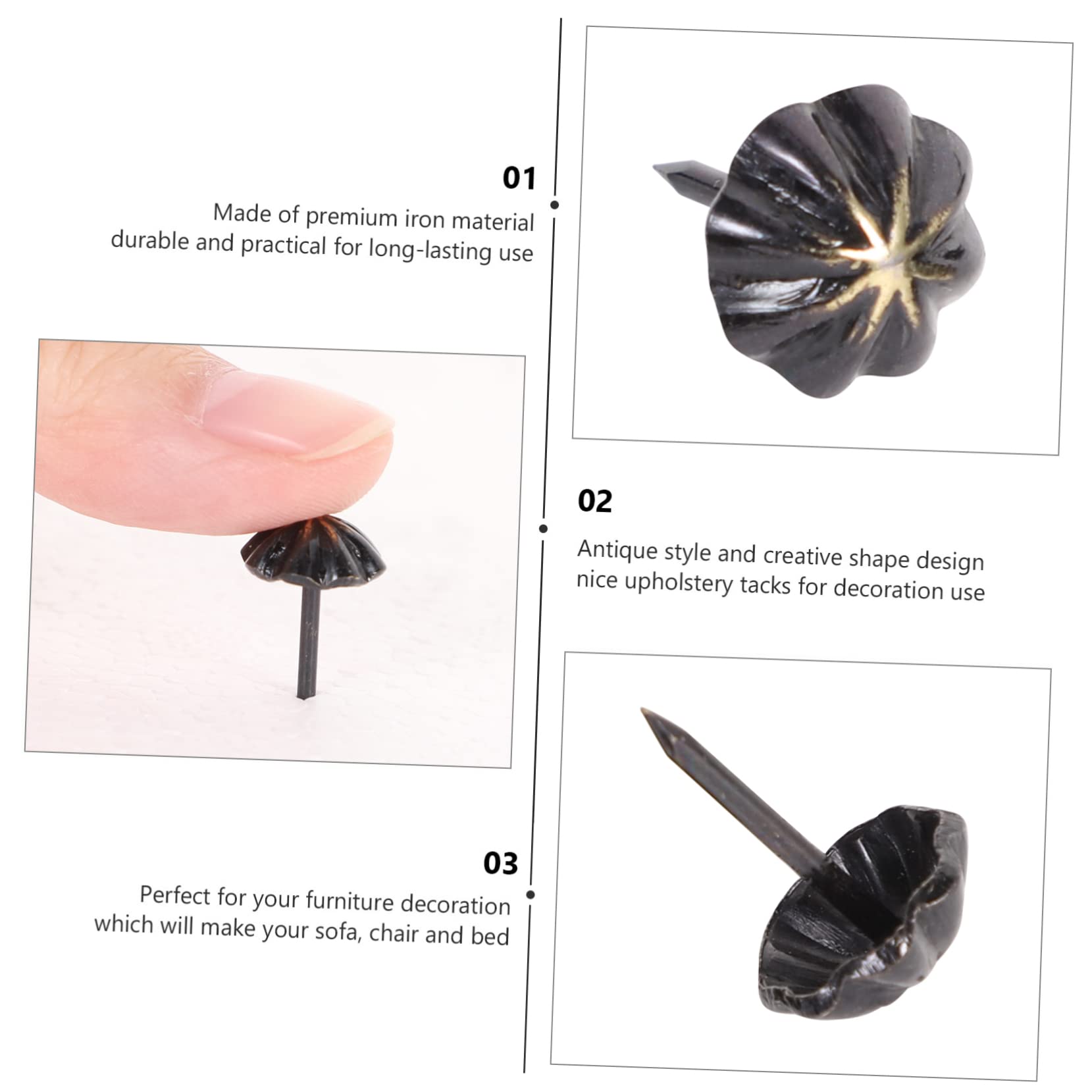 Baluue 400pezzi Chiodi Decorativi Ferro Per Tappezzeria Per Fai Da Te e Decorazione Di Mobili Facile Installazione e Resistente