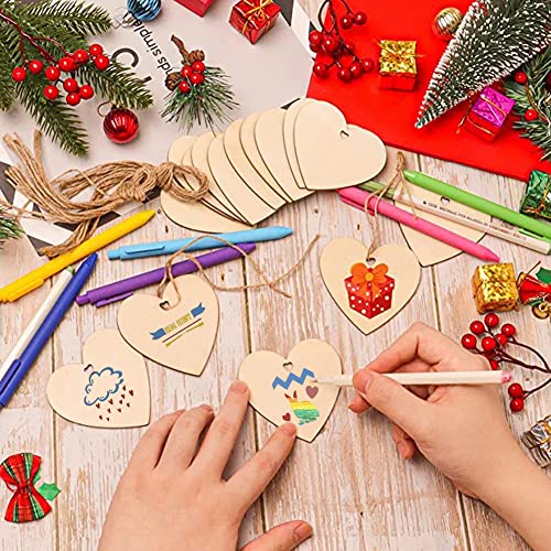 10 Pcs Unfinished Blank Wooden Hearts For Crafts,Heart-Shaped Wood Hanging Pieces Diy Heart Slices Blank Wood Heart Wood Slices Embellishments Ornaments For Christmas, Wedding, Valentine 3.14 Inch #TOP4