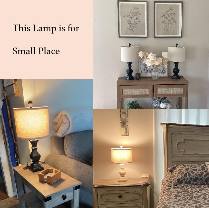 Miniatura 2 de PoKat Juego de 2 lámparas de mesa de 20.5 pulgadas, lámparas de noche vintage para dormitorio, lámpara de granja para sala de estar, lámpara pequeña