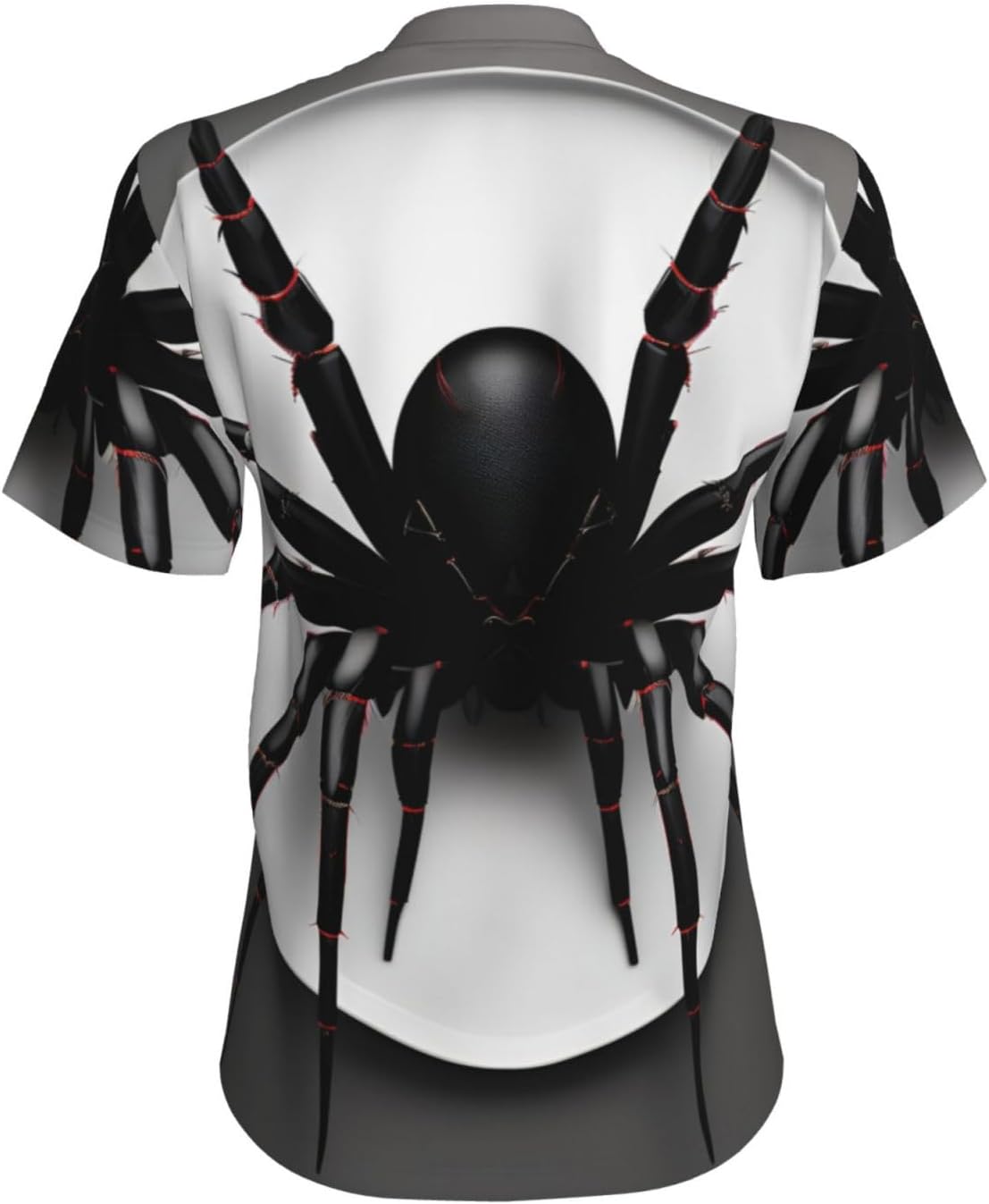 Women Casual Black Spider Print V-Neck T-Shirt Short Sleeve Summer Trendy Tops.