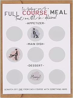 CJ&M Naughty Scratch Off, Full Course Meal,Funny Scratch Off Birthday Card for Him,Rude Gift for Him, Surprise your boyfriend, husband, or other half with this sexy, funny scratch card.