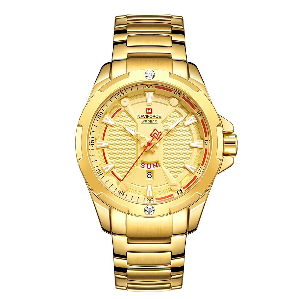 NAVIFORCE Mens Stainless Steel Waterproof Watches Luxury Analog Quartz Casual Fashion Multifunctional Wristwatch (B08BLBH8XQ) Amazon Price History, Amazon Price Tracker