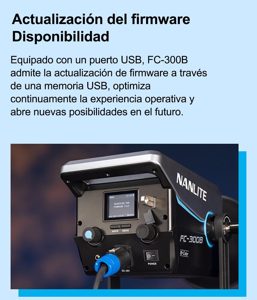 Nanlite FC-300B 350W 2700K-6500K LED Spotlight 37340 lux@1m - Professional Dual Color Video Light for Filming, Live Streaming and Studio Photography