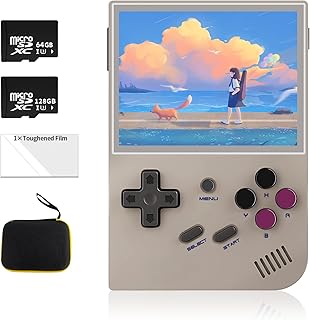 UDKED RG35XX Handheld Game Console 3.5 Inch IPS Retro Game Console Classic Pre-installed Handheld Video Game System with Carrying Case 64+128G RG35xx-Gray