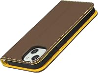 Vista 108 de iCoverCase Funda tipo cartera compatible con iPhone 13 Pro Max con ranuras para tarjetas, funda magnética de piel auténtica con bloqueo RFID, Naranja