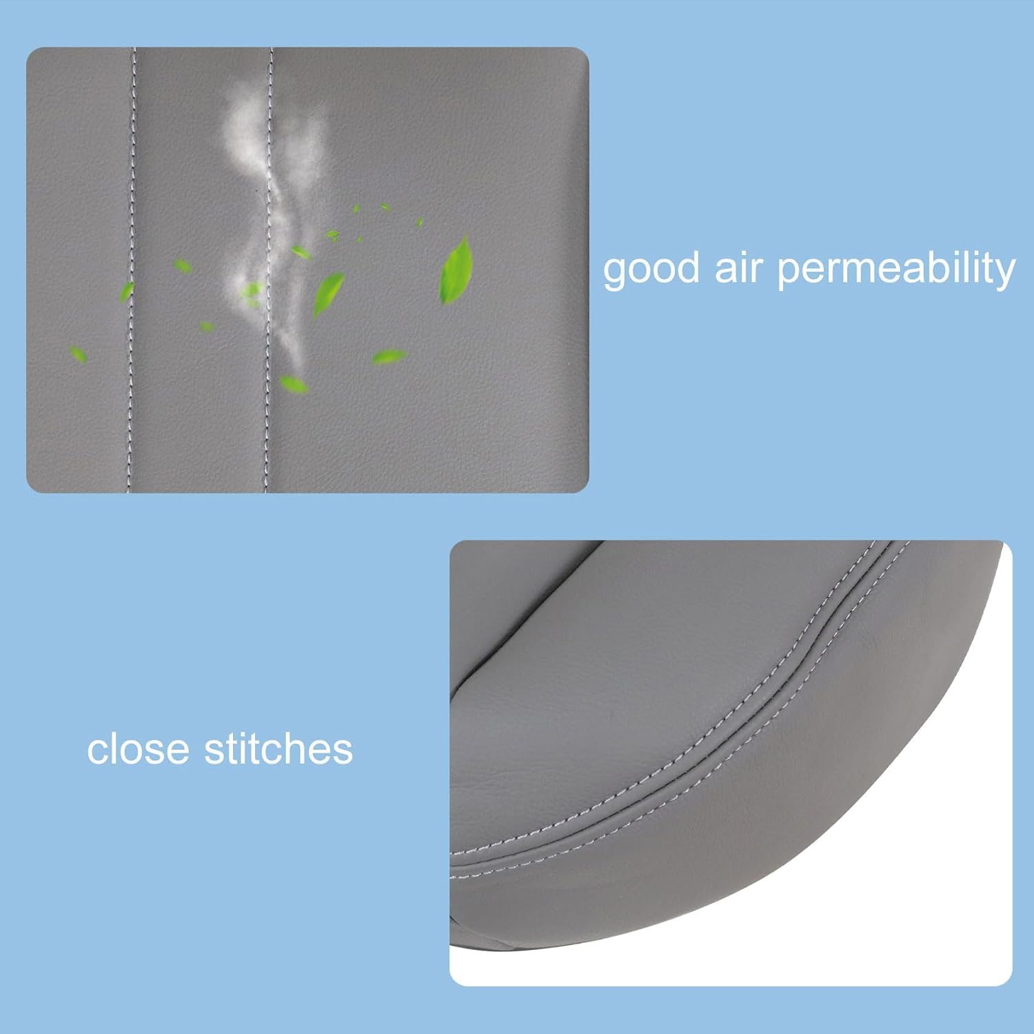 FZJDSD Gray Driver or Passenger Side Bottom Microfiber Leather Seat Cover & Foam Cushion Compatible with Chevy Express GMC Savana Work Van 2003 2004 2005 2006 2007 2008 2009 2010 2011 2012 2013 2014