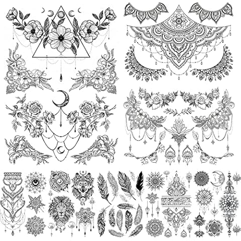 Glaryyears 8 Sheets Mandara Chest Tattoos Cover