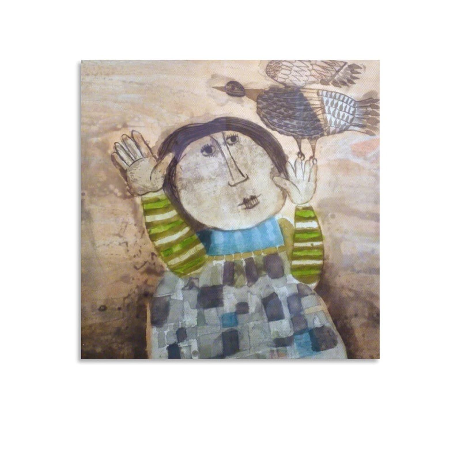 Graciela Rodo Boulanger Print Boy With Bird 1970 Picture Print Wall Art Poster Painting Canvas Posters Artworks Room Aesthetic 12x12inch(30x30cm)