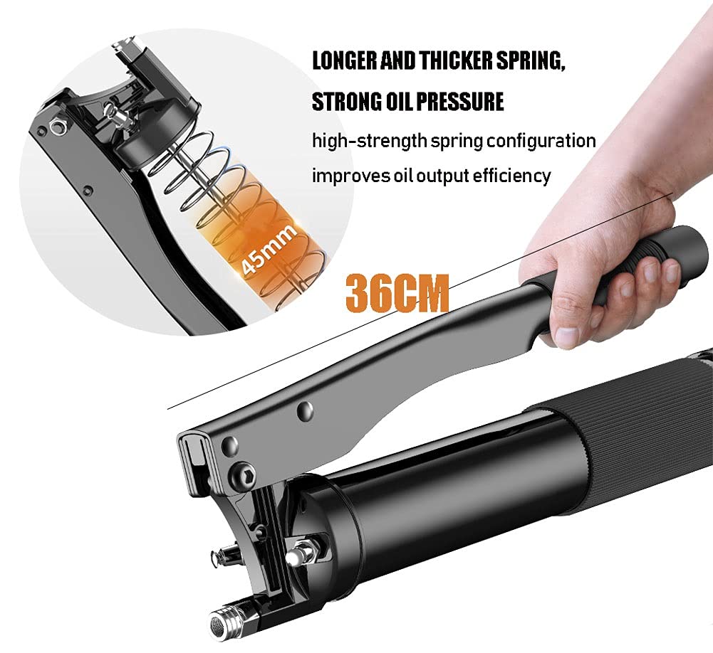 Pistolas de Engrase Engrasadora Manual Neumática, 4500PSI, Bombas de Engrasa a Palanca con Manguera para Rellenándola de Grasa a Granel, 600cc, Ahorra Tiempo y Energía