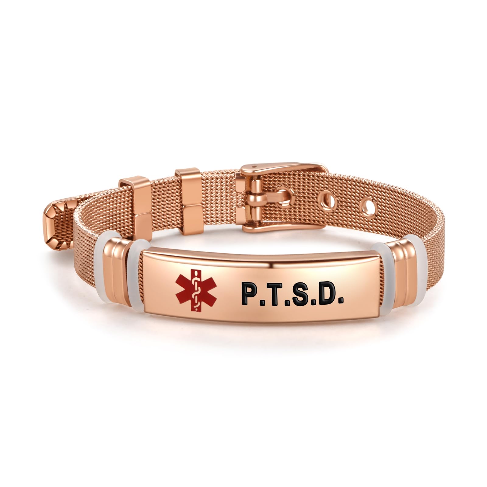 SBI Jewelry Medical Alert Bracelets for Women Men Adjustable Stainless Steel First-aid Emergency Bracelets for Women Men Medical Jewelry