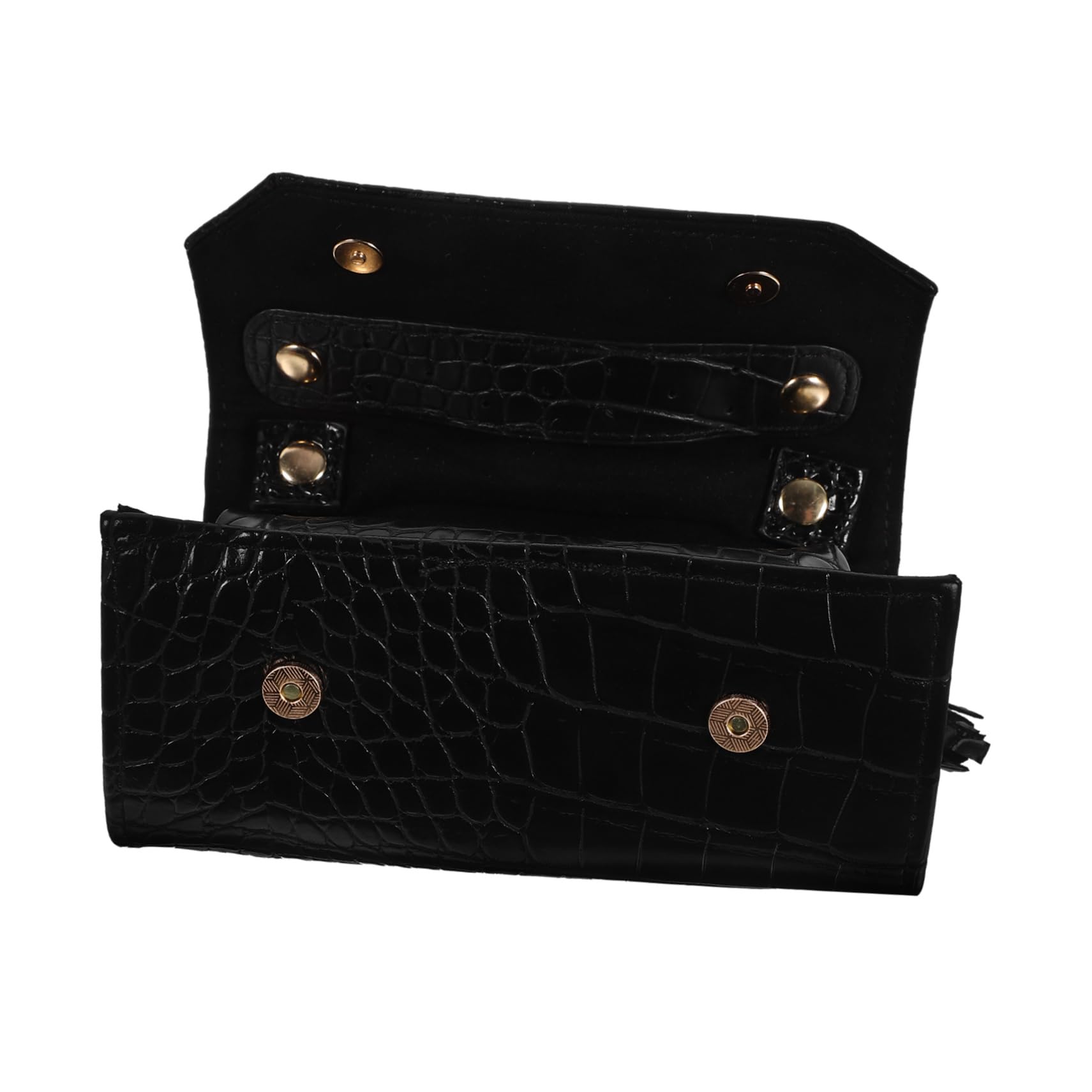 PRETYZOOM Portable Jewelry Roll Bag Travel Jewelry Organizer Multi-function Storage Pouch Embossed