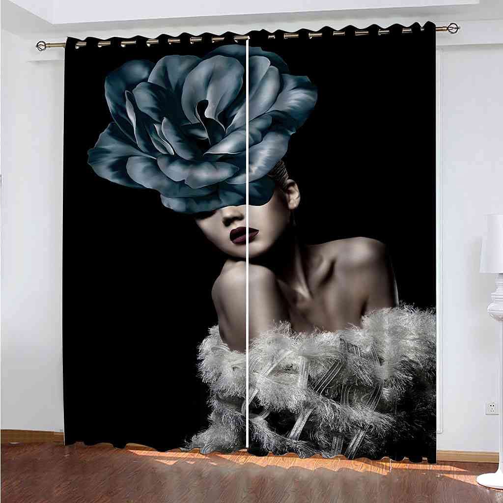 Rideaux occultants anti-lumière et bruit pour chambre d'enfant fleur 3D 140x160 cm