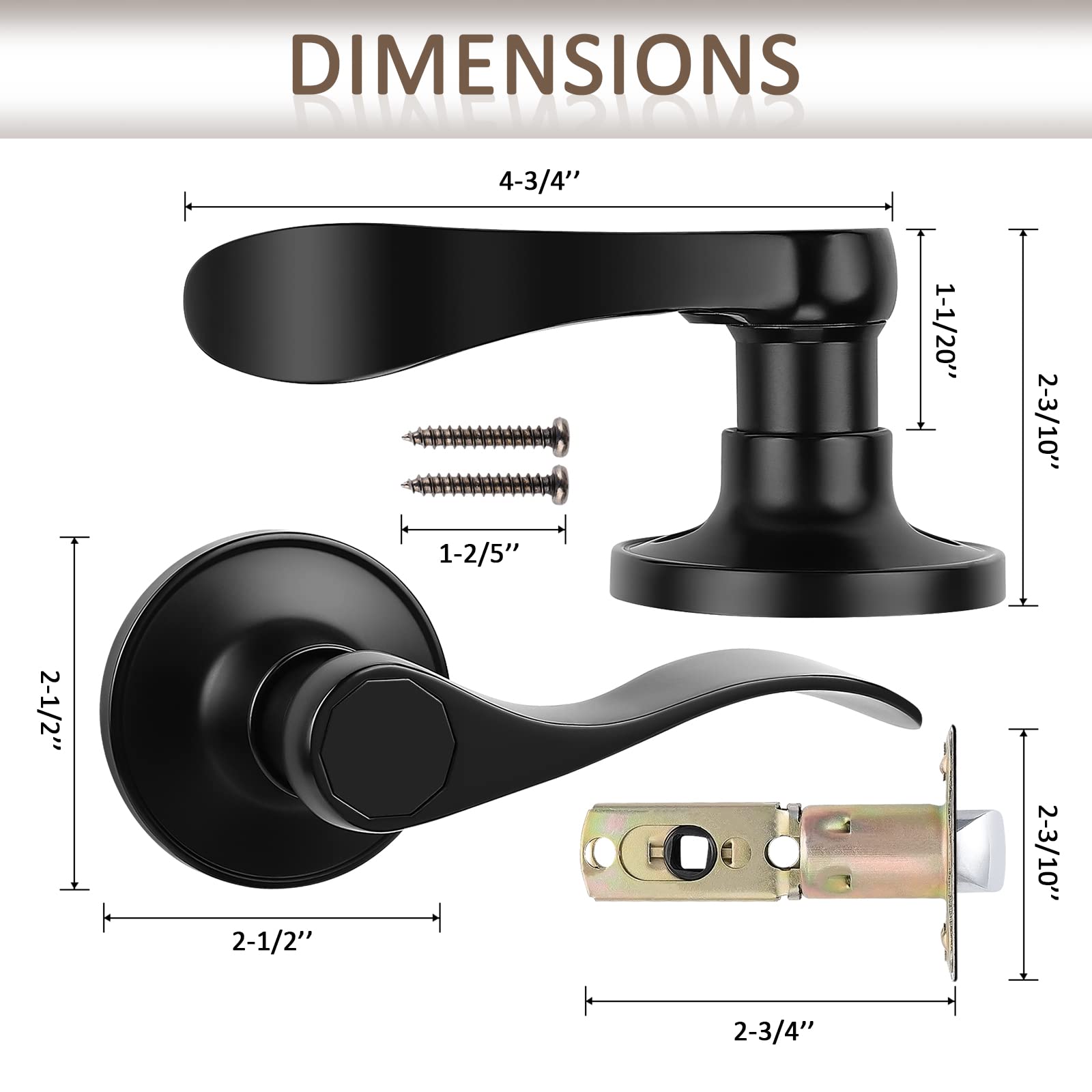 2 Pack Matte Black Door Handles, Passage Door Levers For ... - Shein