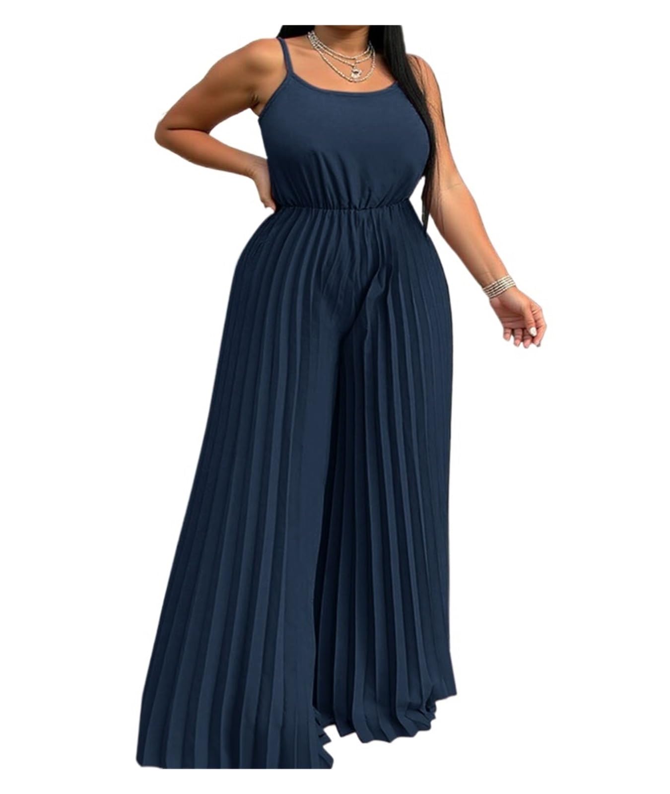 RRYPBOVG Jumpsuits For Women Women Sleeveless Rompers Vintage Jumpsuit Playsuit Overalls(Dark blue,M)
