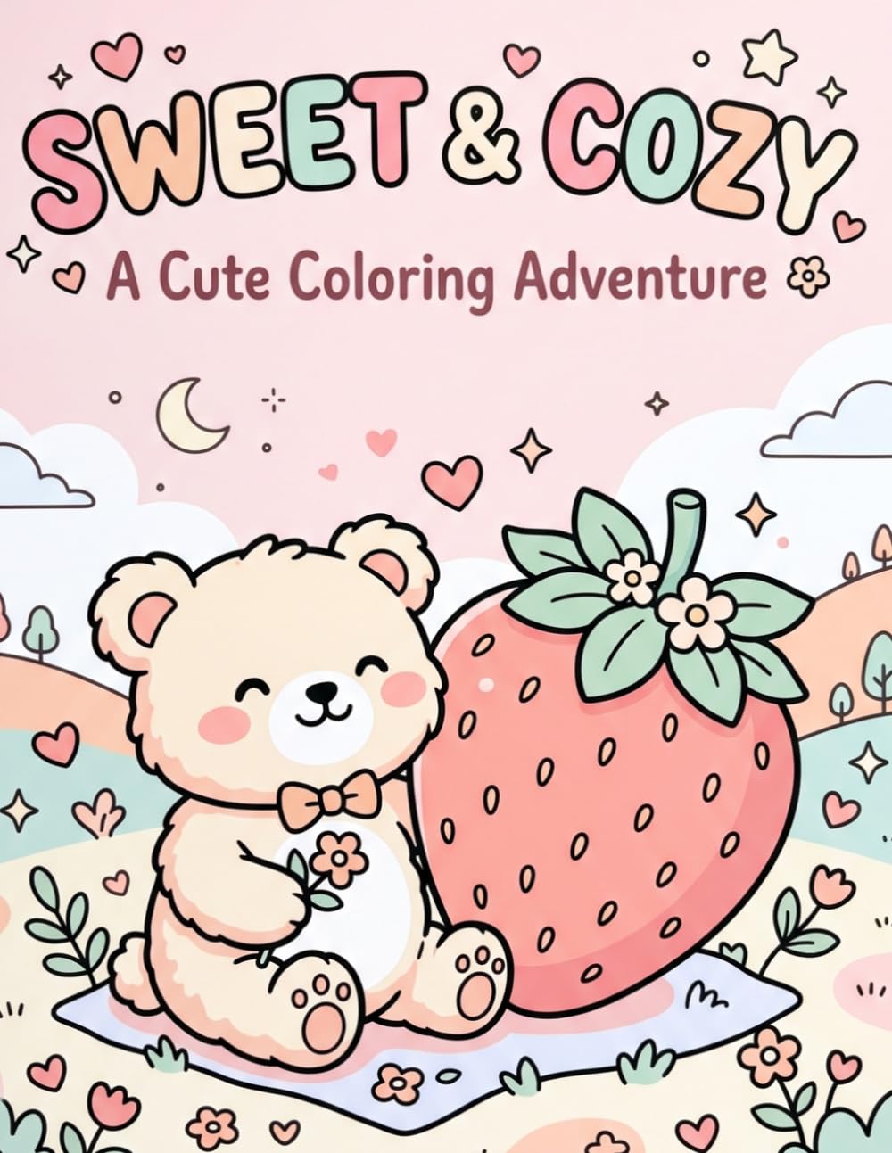 Cozy Kawaii Friends Coloring Book: Cute Animals, Adorable Cozy Scenes and Easy Coloring Pages for Relaxation and Creativity