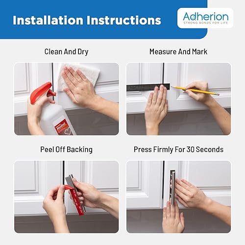 Miniatura 6 de Manijas adhesivas de gabinete de 5 pulgadas, sin taladrar, para cajones, puertas, armarios, ventanas, adhesivo 3M, paquete de 4 manijas de níquel