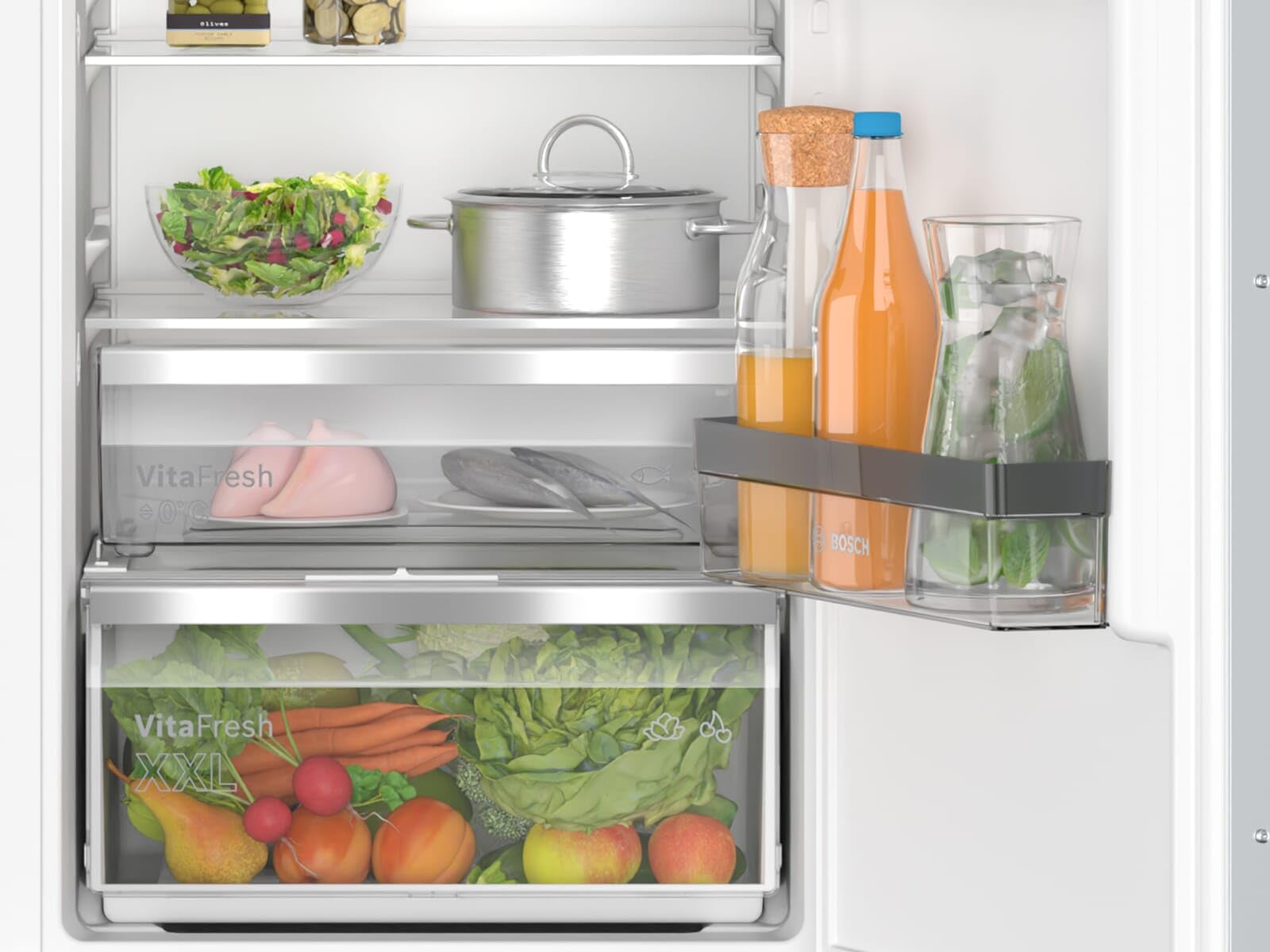 Bosch KIN86ADD0 Serie 6 Einbau-Kühl-Gefrier-Kombination, 177,2 x 55,8 cm Nische, 184 L Kühlen & 76 L Gefrieren, Eco Airflow, No Frost, Hochstabile Türeinsätze, Zwei Kühlkreisläufe, LED-Beleuchtung